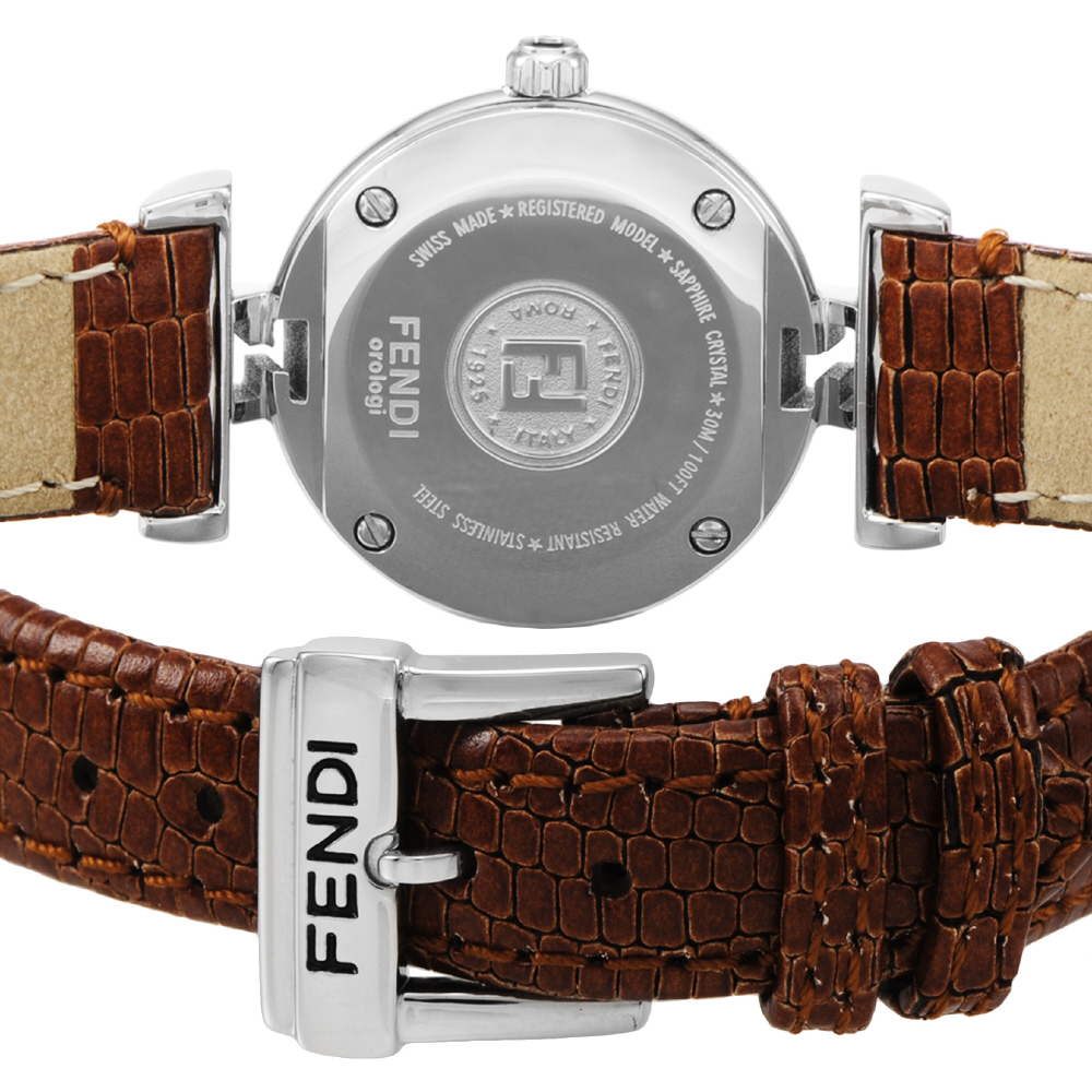 フェンディ FENDI シェル文字盤 革ベルト レディース 腕時計 C244 - 時計