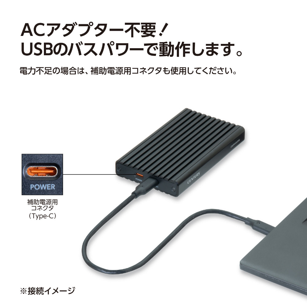 CM2NV2U20G SSDケース USB-C接続 (Mac/Windows11対応) ブラック