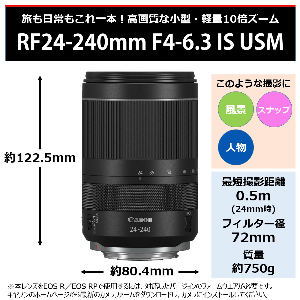 Canon RF24-240 F4-6.3 IS USM 別売純正フード付き