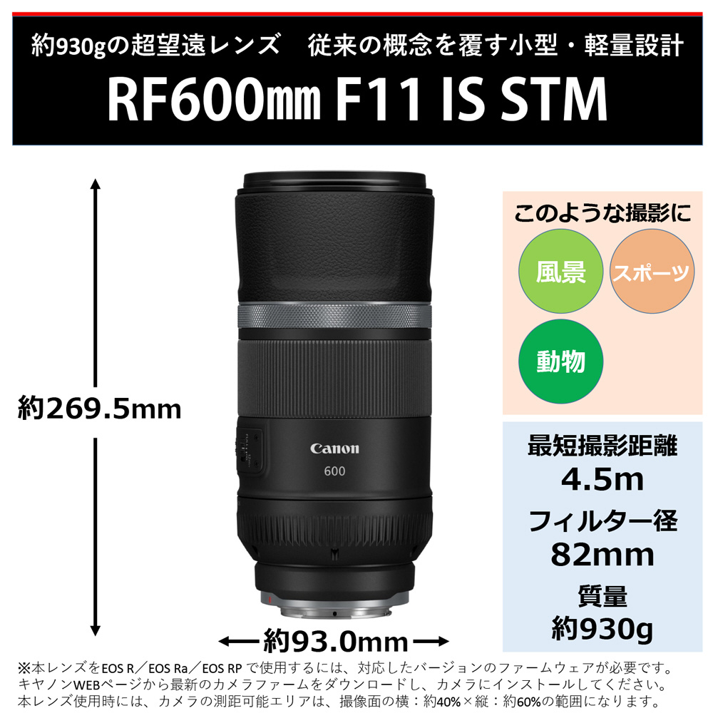 カメラレンズ RF600mm F11 IS STM ［キヤノンRF /単焦点レンズ］｜の通販はソフマップ[sofmap]