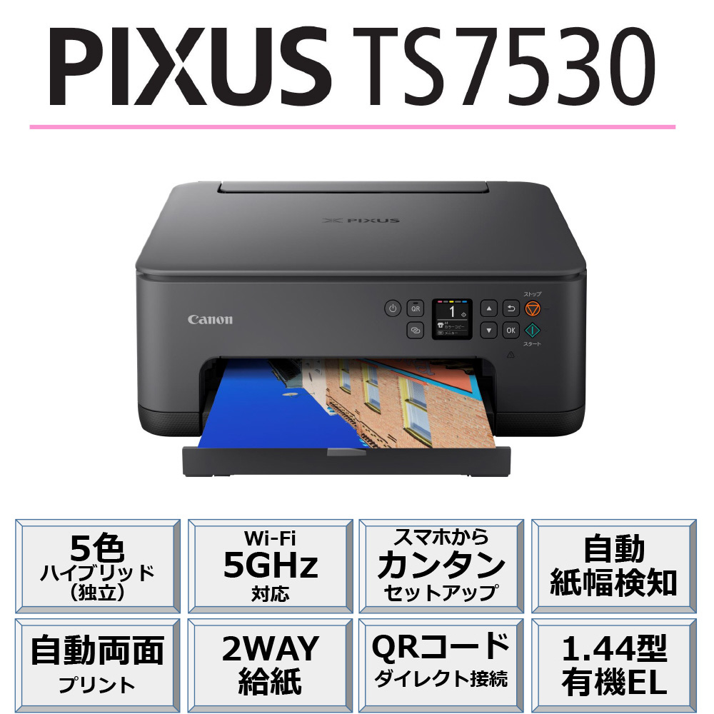 新品キャノン インクジェットプリンターPIXUS TS7530黒インク保証書有