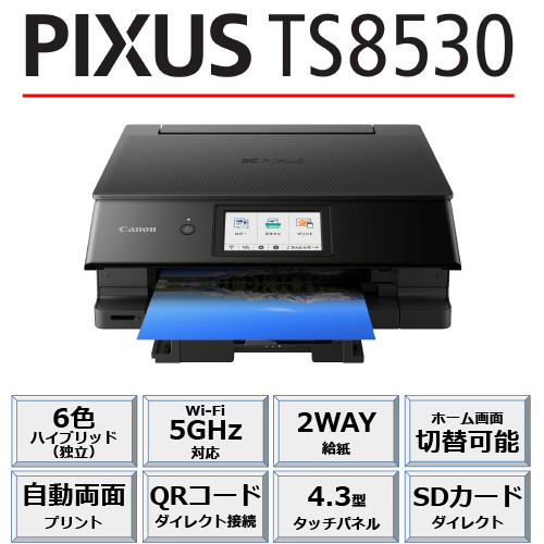 TS8530 インクジェット複合機 PIXUS ブラック ［カード／名刺～A4