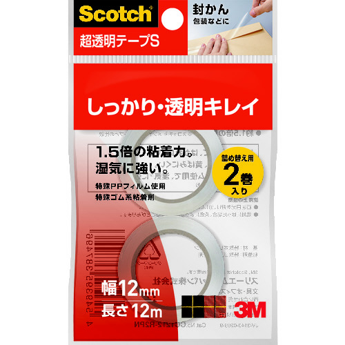 ３Ｍ　スコッチ　超透明テープＳ　１２ｍｍＸ１２ｍ　２巻入り CC1212-R2PN