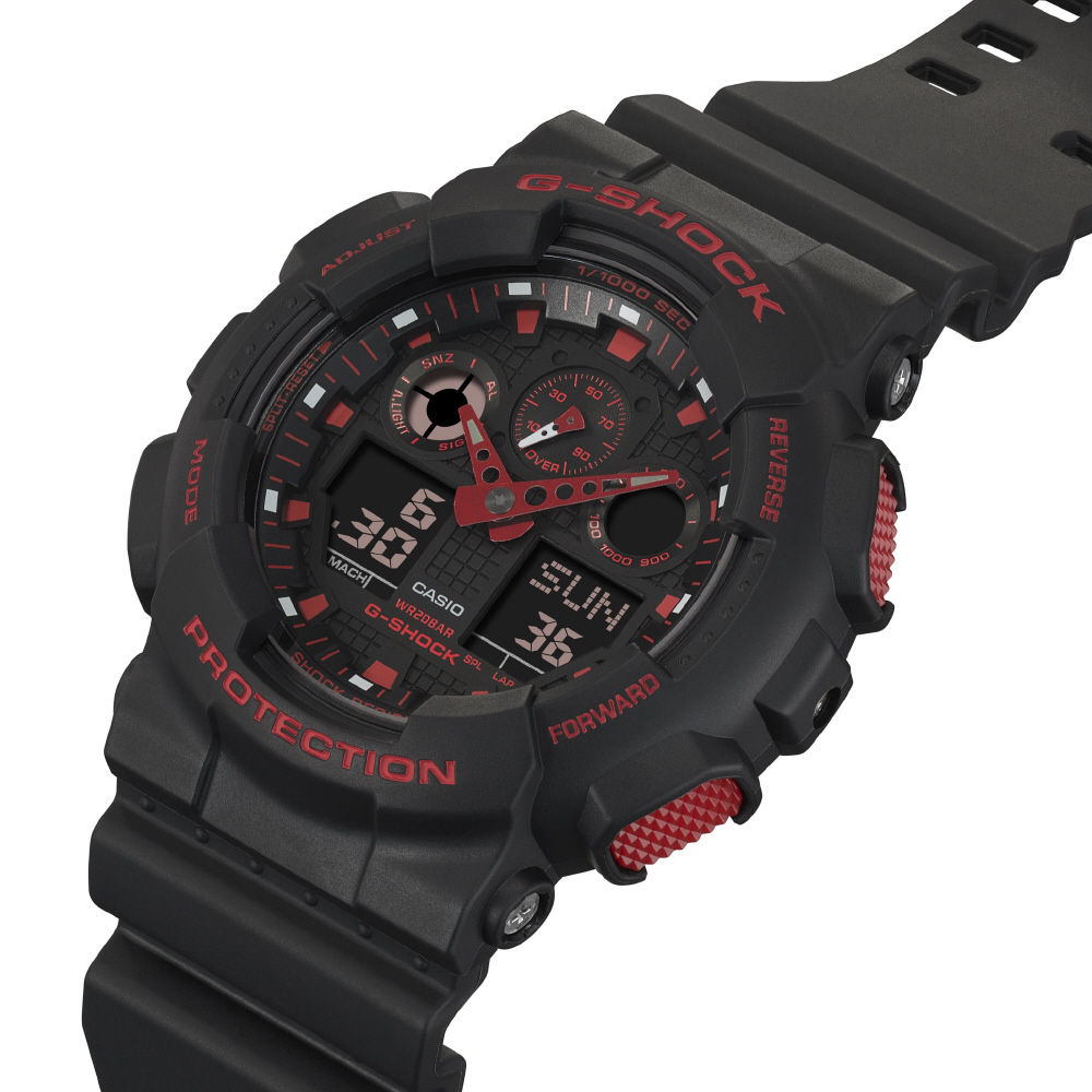 G-SHOCK 正規品 GA-100BNR メンズ 腕時計 G-SHOCK（Gショック）ブラック×レッド GA-100BNR-1AJF｜の通販は