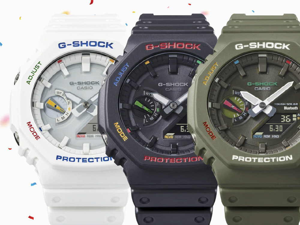 未使用 CASIO G-SHOCK Bluetooth搭載 タフネス クロノグラフ 腕時計 GST-B100-1AJF Gショック 定価50，000+税 Bluetooth搭載時計G-SHOCK（Gショック）Multi color accentsシリーズ