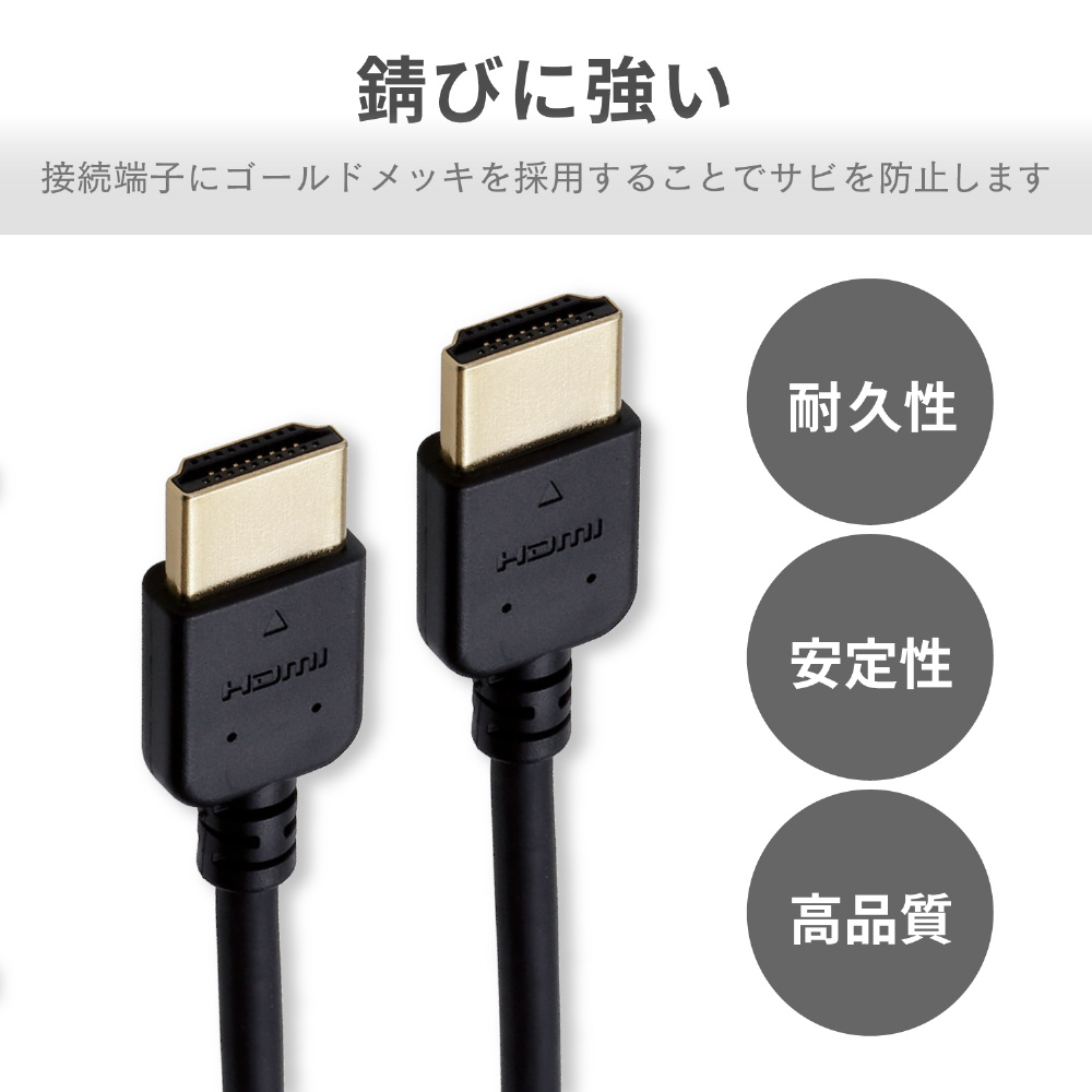 1m［HDMI ⇔ HDMI］4K・イーサネット対応 HDMIケーブル やわらか CAC-HD14EY10XBK