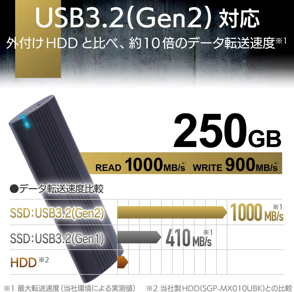 ESD-EH0250GBK 外付けSSD PS5対応 USB-C＋USB-A接続 PS5対応 ブラック ［ポータブル型 /250GB］ 【sof001】_1