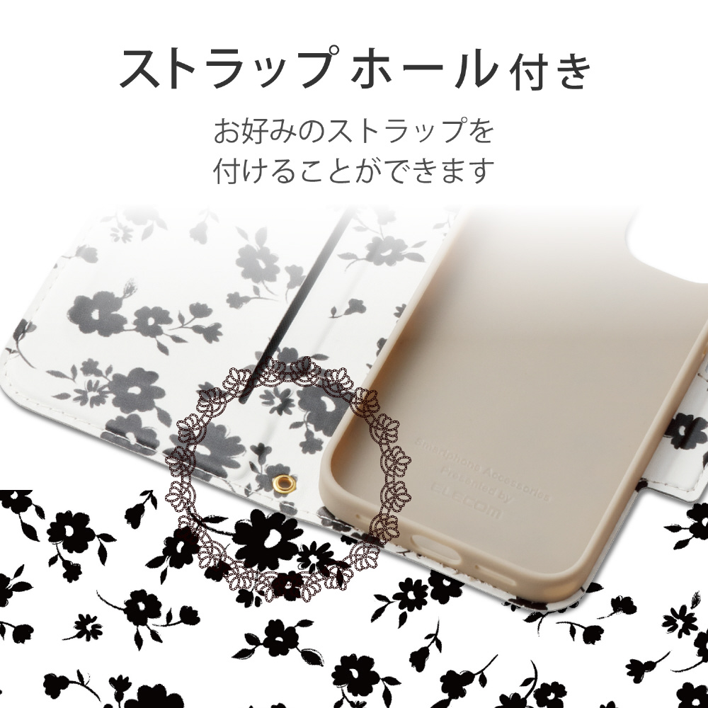 iPhone 12 mini 5.4インチ対応 レザーケース 手帳型 UltraSlim Flowers