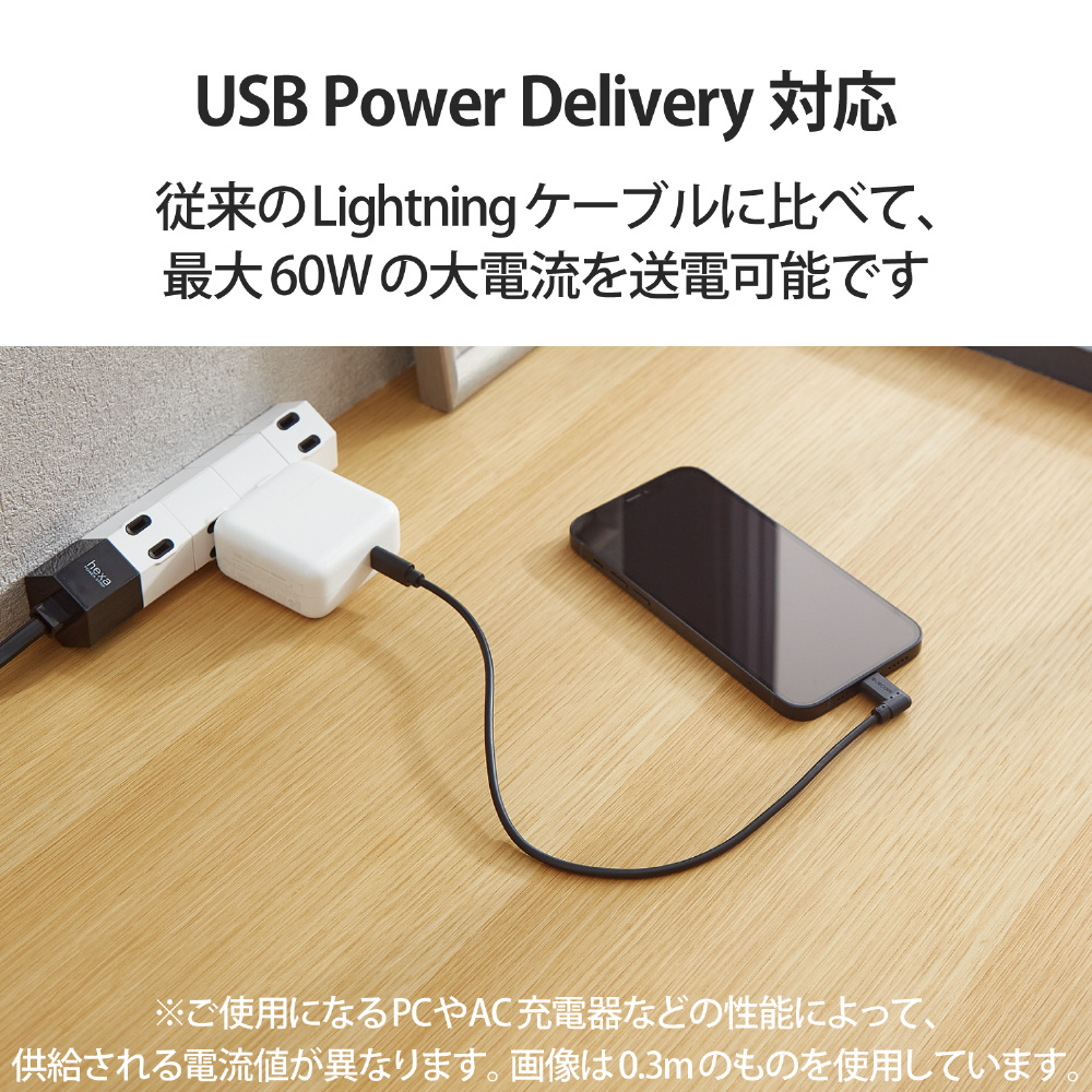 iPhone 充電ケーブル Type-C ライトニングケーブル 1.2m PD 対応 L字