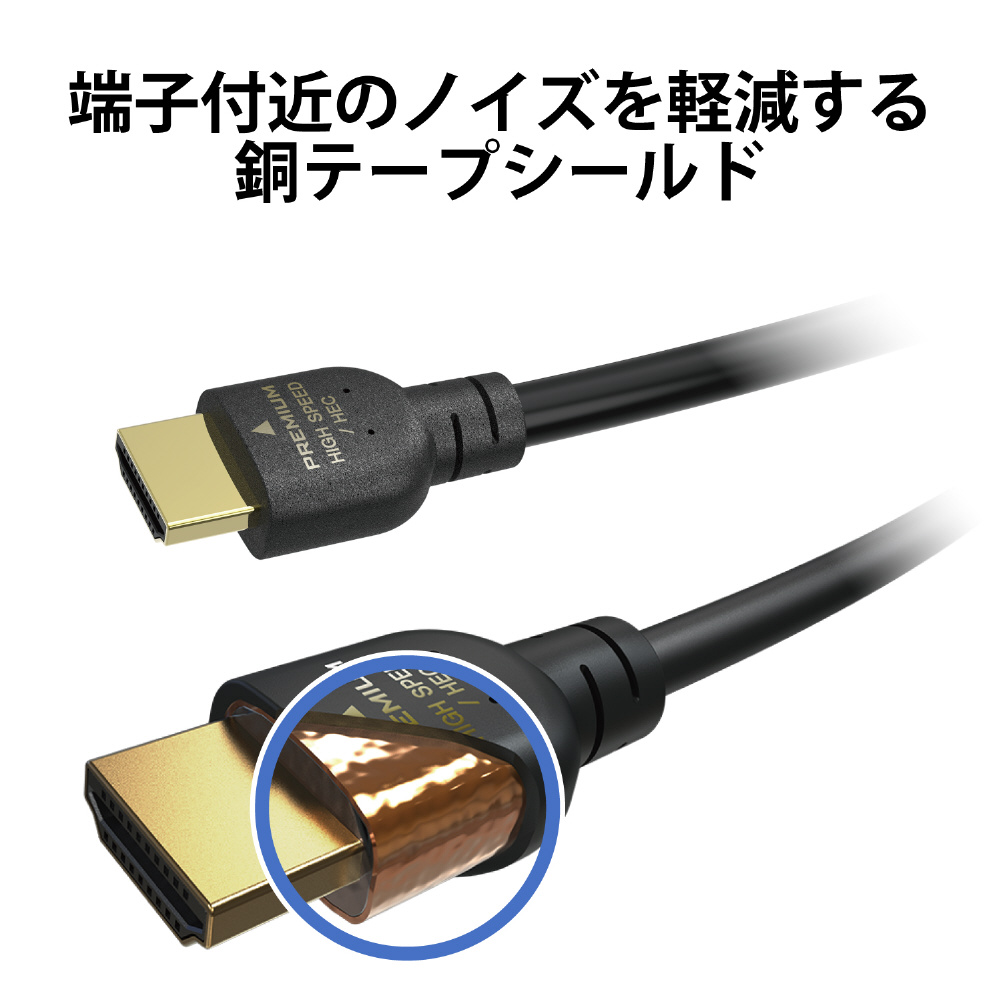 HDMIケーブル Premium HDMI 1m 4K 60P 金メッキ 【 TV プロジェクター Nintendo Switch PS5 PS4 等対応】 (タイプA・19ピン - タイプA・19ピン) イーサネット対応 RoHS指令準拠 HEC ARC対応 ブラック_4