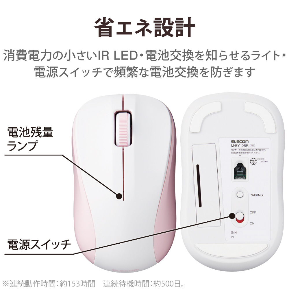 マウス 抗菌(Android/iPadOS/iOS/Mac/Windows11対応) ピンク M-BY10BRSKPN ［IR LED  /無線(ワイヤレス) /3ボタン /Bluetooth］｜の通販はソフマップ[sofmap]
