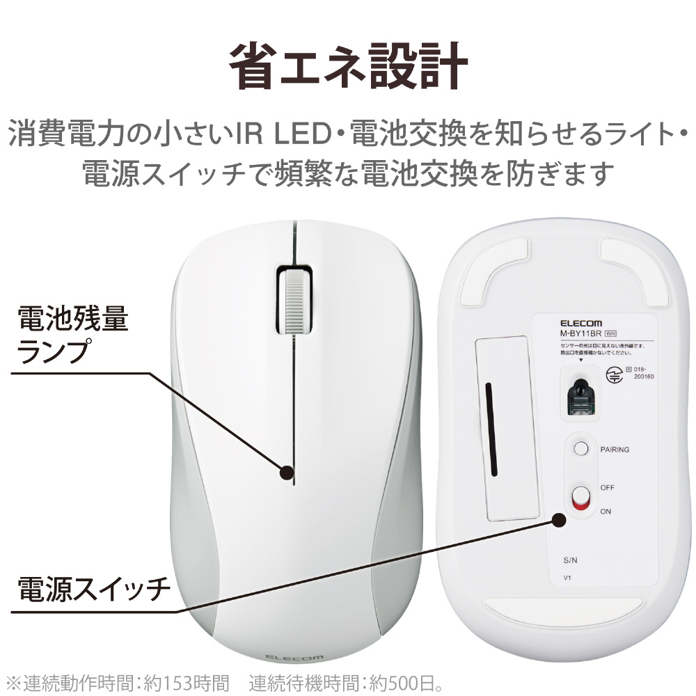 マウス 抗菌(Android/iPadOS/iOS/Mac/Windows11対応) ホワイト M-BY11BRSKWH ［IR LED  /無線(ワイヤレス) /3ボタン /Bluetooth］｜の通販はソフマップ[sofmap]