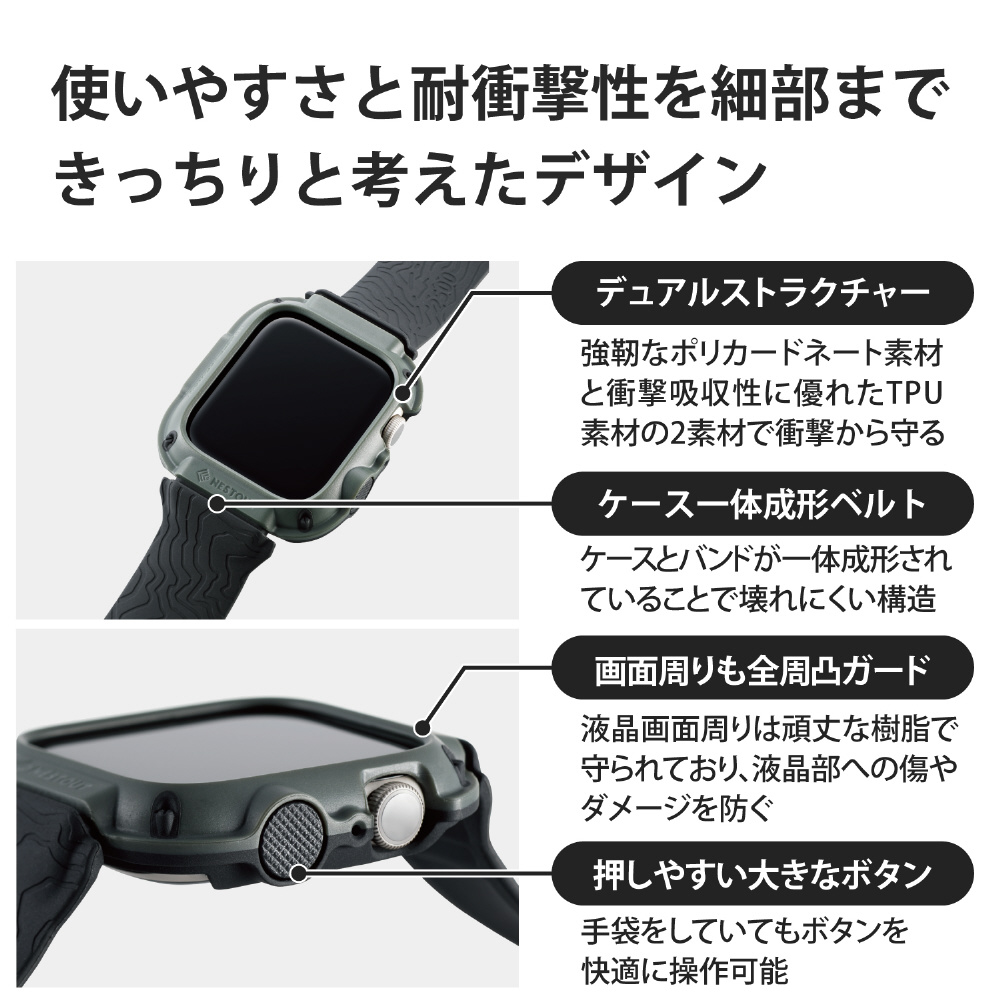 Apple Watch　耐衝撃一体型ベルト TPU素材 グレー