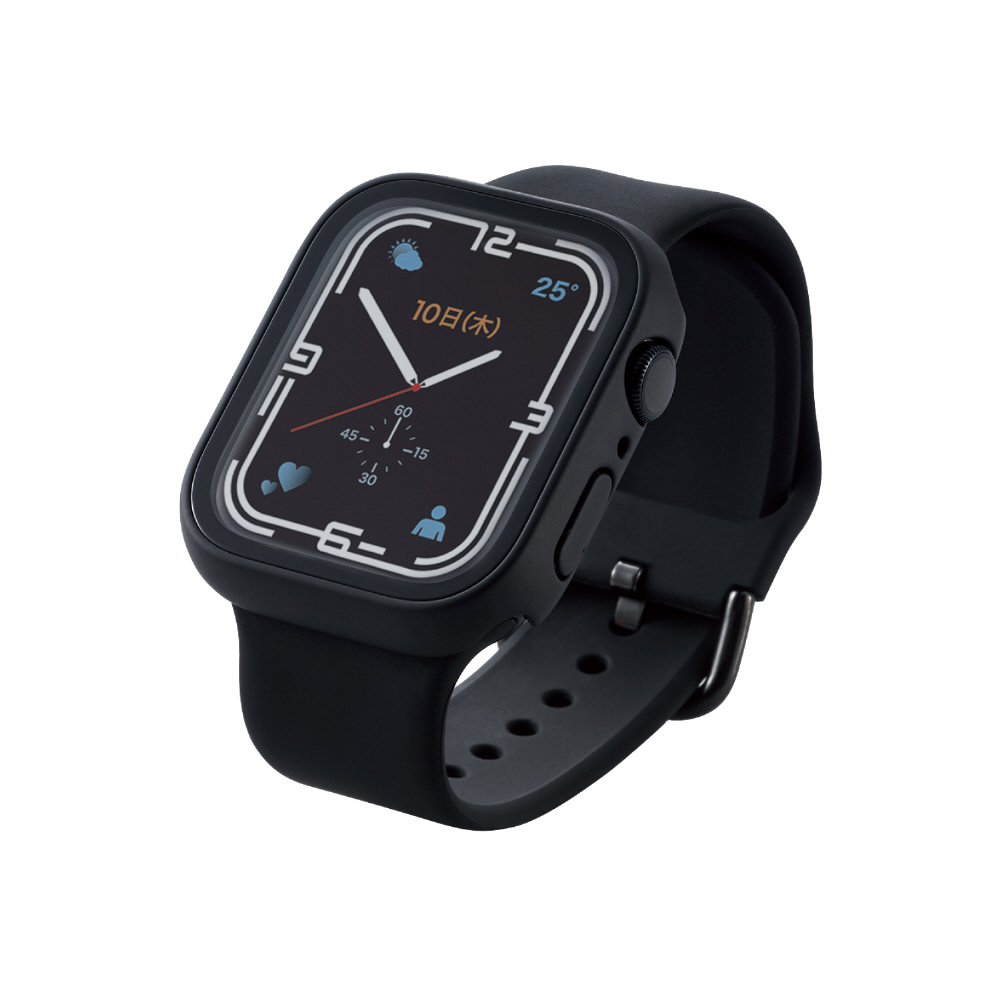 アップルウォッチ カバー ケース Apple Watch Series 8 / 7 [ 45mm ] フルカバー ハイブリッド 強化ガラス  反射防止ガラス 硬度9H 全面保護 液晶 側面 指紋防止 飛散防止 マットコート ブラック ブラック 【864】