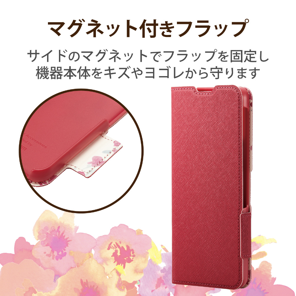 シンプルスマホ6/レザーケース/手帳型/UltraSlim/Flowers/薄型/磁石付き ディープピンク  PM-S224PLFUJPND｜の通販はソフマップ[sofmap]