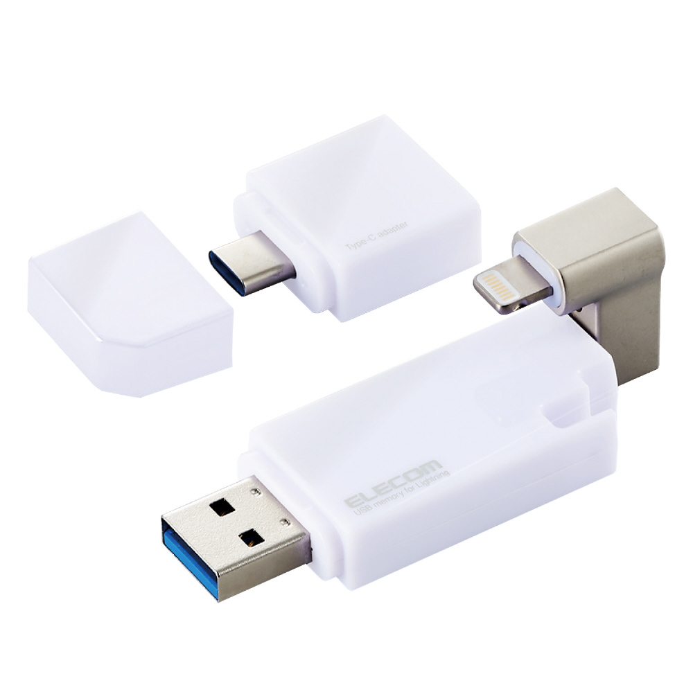 USBメモリ MFi認証(Android/iOS/Mac/Windows11対応) ホワイト MF-LGU3B256GWH ［256GB /USB  TypeA＋USB TypeC＋Lightning /USB3.2 /キャップ式］｜の通販はソフマップ[sofmap]