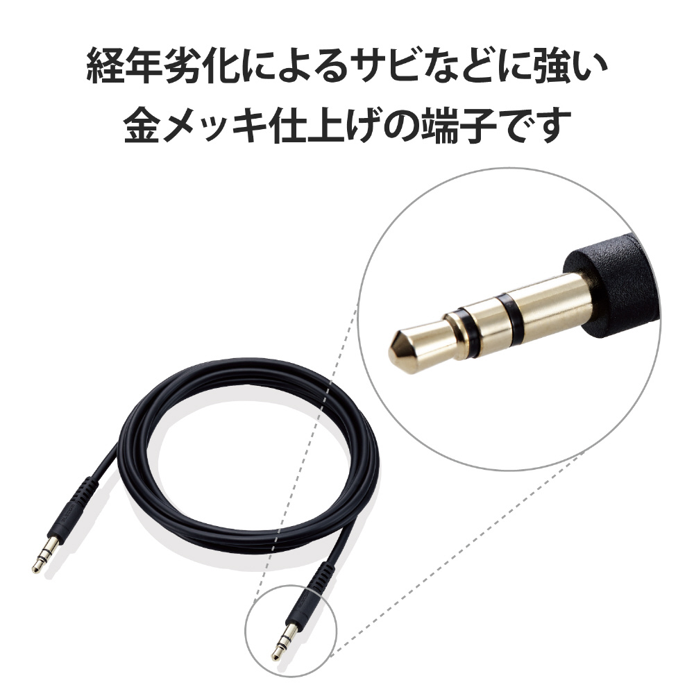 1.5m ステレオミニプラグ AUX オーディオケーブル φ3.5mm やわらか