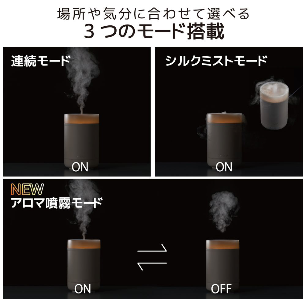 加湿器＆アロマディフューザー ECLEAR MIST FOG（エクリア ミスト フォグ）約150ml グレー  HCE-HU2205AGY｜の通販はソフマップ[sofmap]