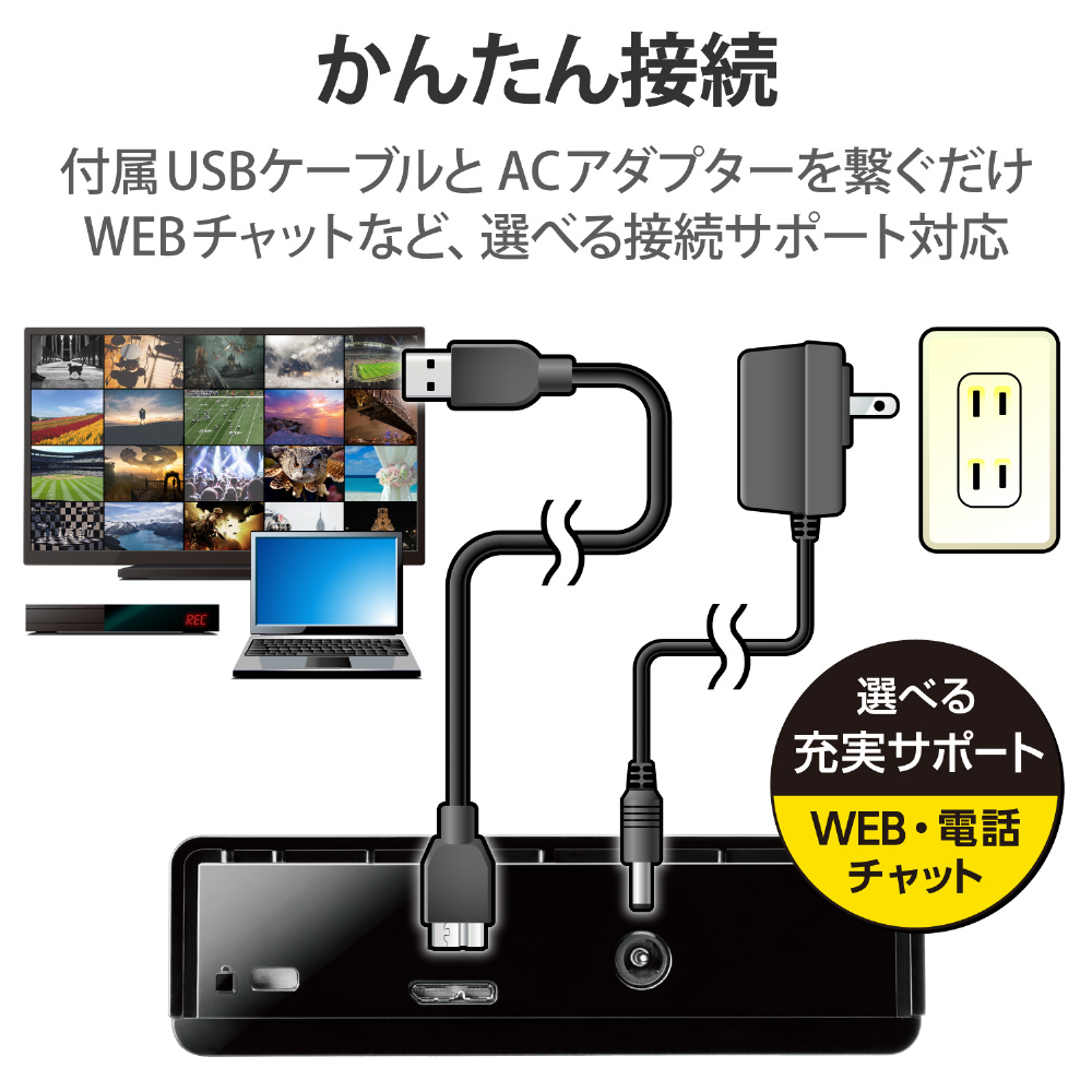 ELD-HTV040UBK 外付けHDD USB-A接続 テレビ録画向け(Mac/Windows11対応) ブラック [4TB /据え置き型 ...