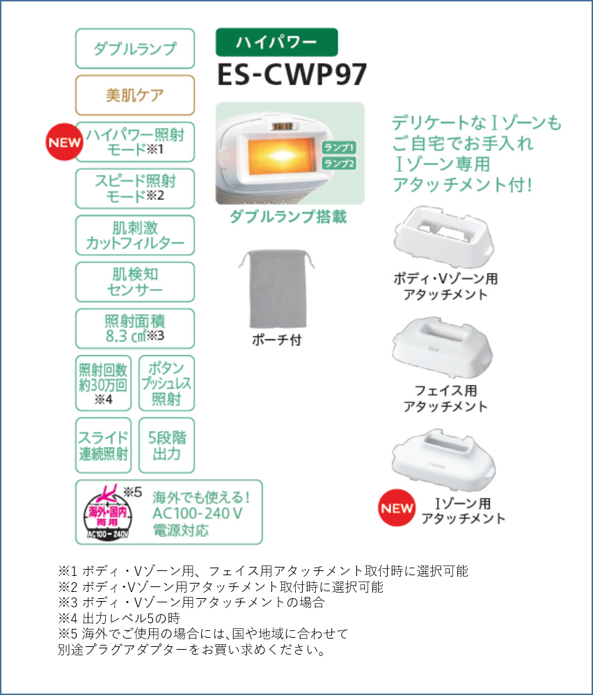 展示品〕 ES-CWP97-N 光エステ ゴールド ［フラッシュ式 /AC100V-240V