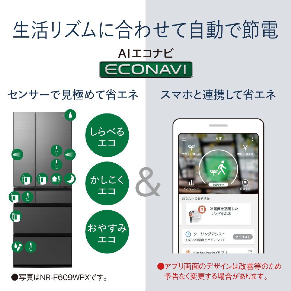 冷蔵庫 WPXタイプ ミスティスチールグレー NR-F659WPX-H [幅 冷蔵庫 WPXタイプ ミスティスチールグレー NR-F659WPX-H [幅