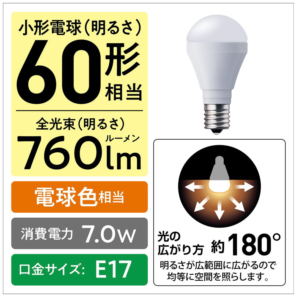 パルックLED電球プレミア 小形電球タイプ(E17口金) 広配光タイプ