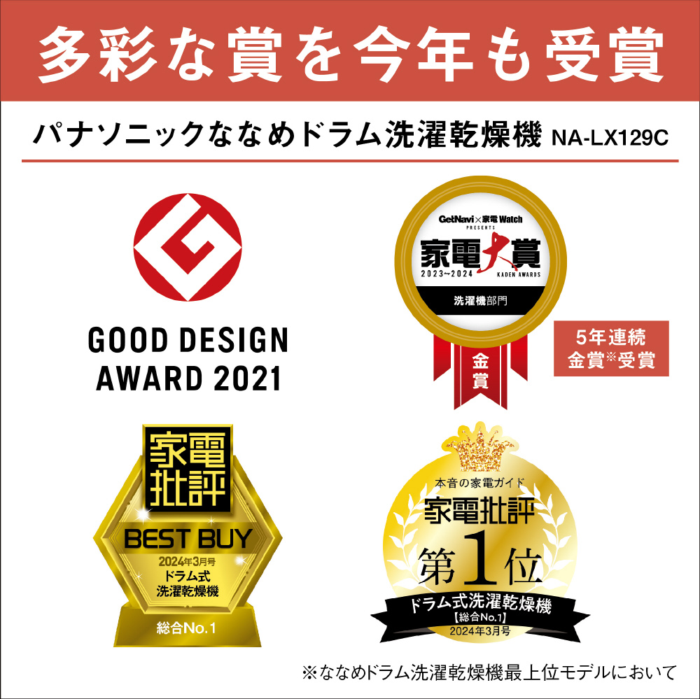 ドラム式洗濯乾燥機 LXシリーズ マットホワイト NA-LX129CL-W ドラム式洗濯乾燥機 LXシリーズ マットホワイト NA-LX129CL-W