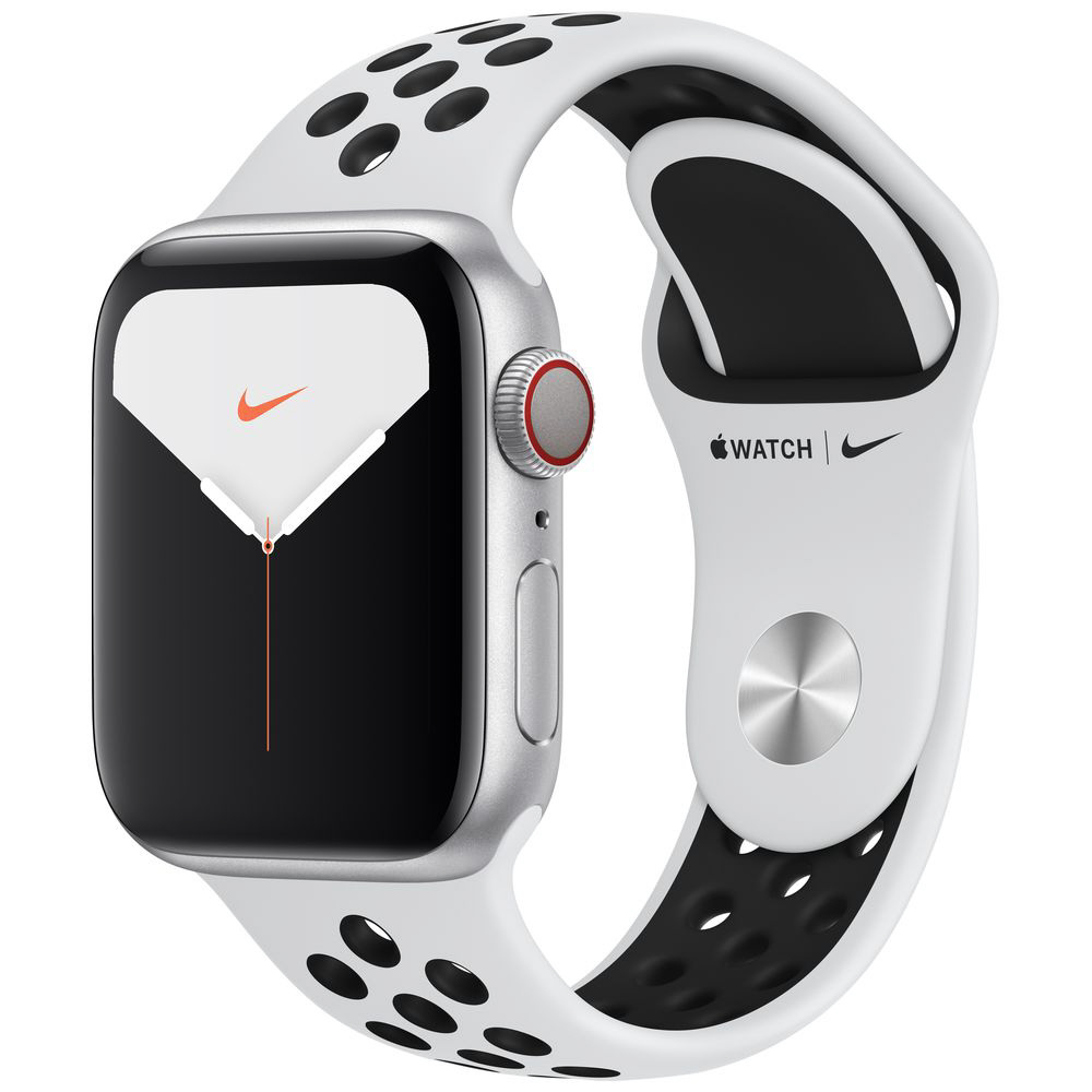 Apple Watch Nike Series 5（GPS + Cellularモデル）- 40mm  シルバーアルミニウムケースとNikeスポーツバンド ピュアプラチナム/ブラック - S/M u0026amp; M/L シルバーアルミニウムケース  MX3C2J/A|Apple(アップル)