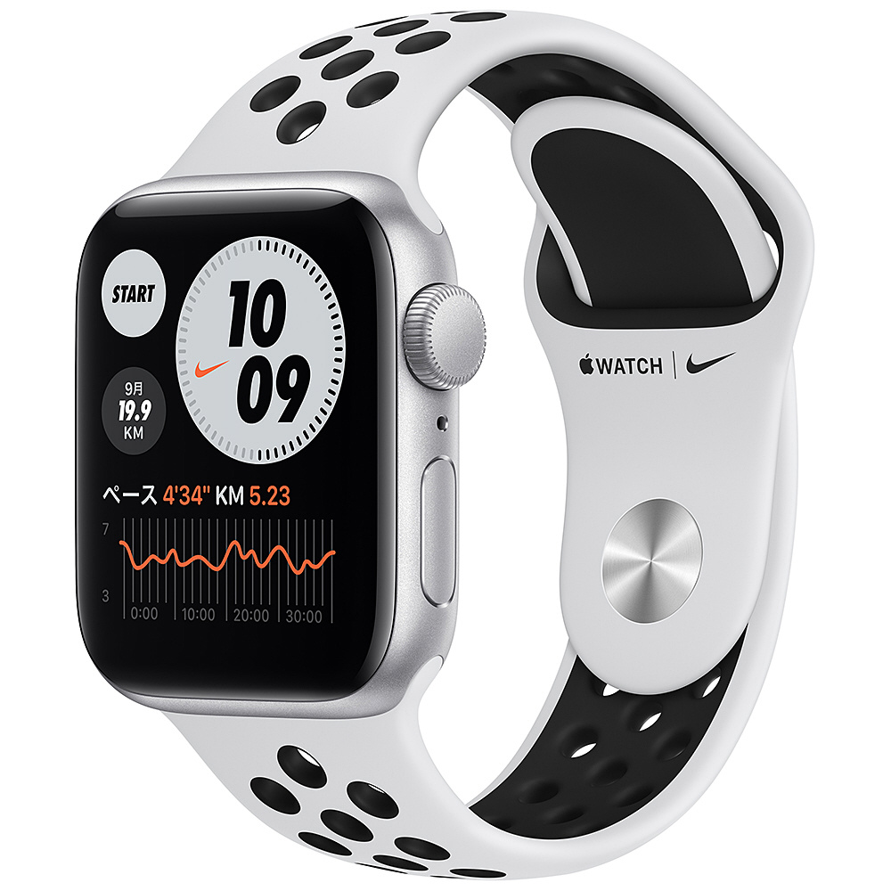 Apple Watch Nike SE（GPSモデル）第1世代- 40mmシルバーアルミニウムケースとピュアプラチナム/ブラックNikeスポーツバンド  レギュラー シルバーアルミニウム MYYD2J/A｜の通販はソフマップ[sofmap]
