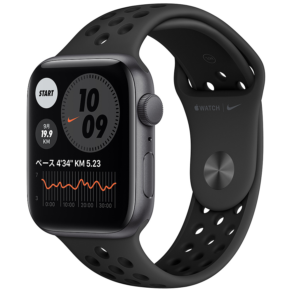 Apple Watch Nike SE（GPSモデル）第1世代- 44mmスペースグレイアルミニウムケースとアンスラサイト/ブラックNikeスポーツバンド  - レギュラー スペースグレイアルミニウム MYYK2J/A｜の通販はソフマップ[sofmap]