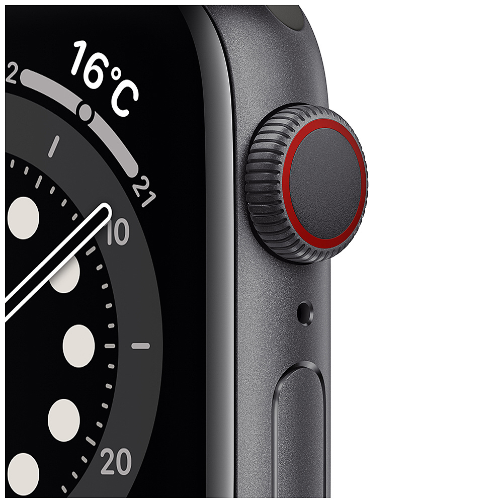Apple Watch Series 6（GPS + Cellularモデル）- 40mmスペースグレイアルミニウムケースとブラックスポーツバンド -  レギュラー