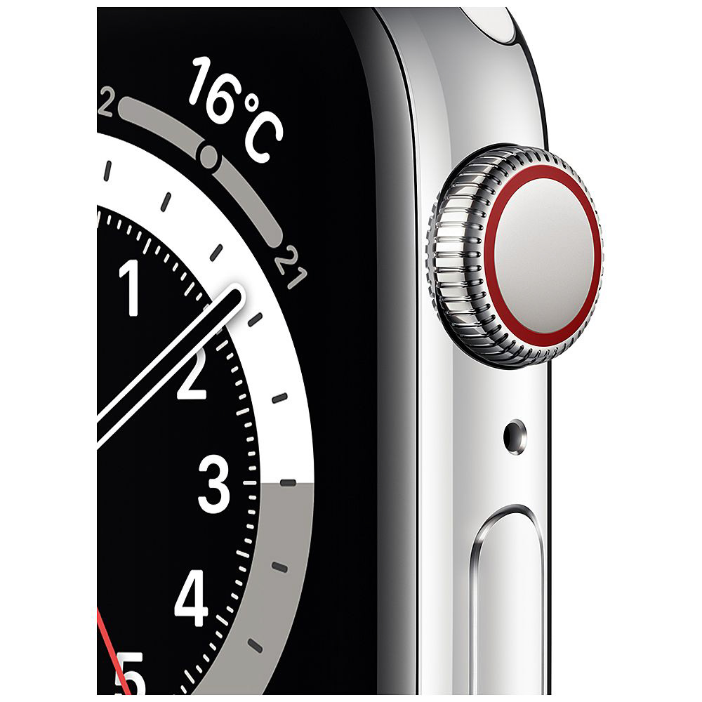 Apple Watch Series 6（GPS + Cellularモデル）- 40mmシルバーステンレススチールケースとホワイトスポーツバンド -  レギュラー