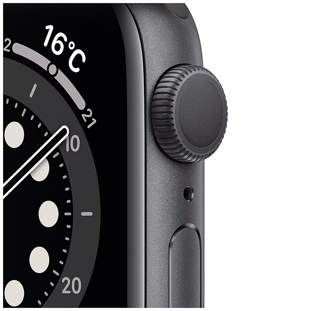 Apple Watch Series 6（GPSモデル）- 40mmスペースグレイアルミニウムケースとブラックスポーツバンド - レギュラー  MG133J/A