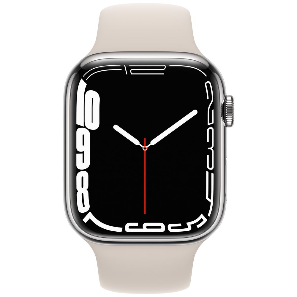Apple Watch Series 7（GPS+Cellularモデル）- 45mmシルバーステンレススチールケースとスターライトスポーツバンド -  レギュラー シルバーステンレススチール MKJV3J/A