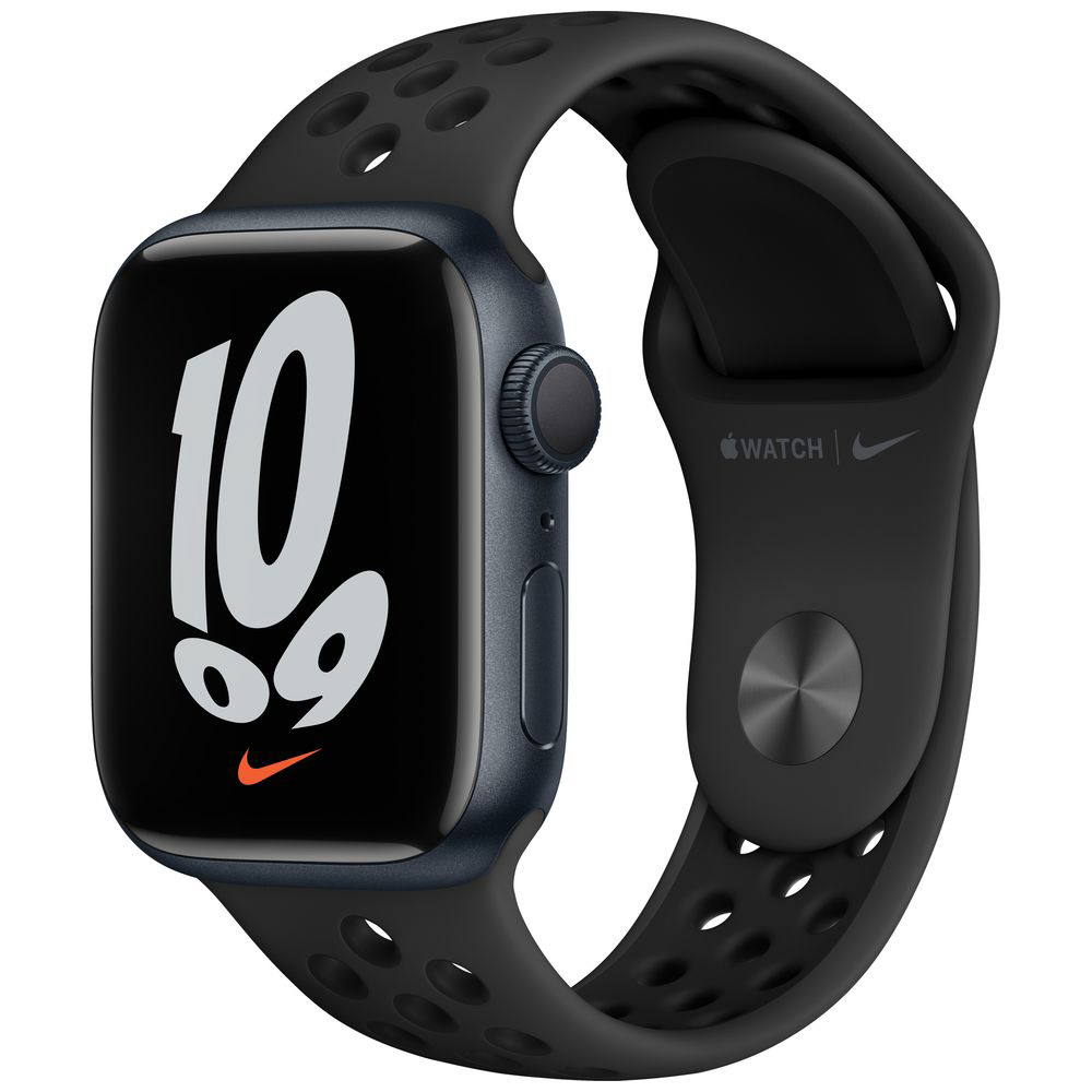 Apple Watch Nike Series 7（GPSモデル）-  41mmミッドナイトアルミニウムケースとアンスラサイト/ブラックNikeスポーツバンド - レギュラー ミッドナイトアルミニウム MKN43J/A