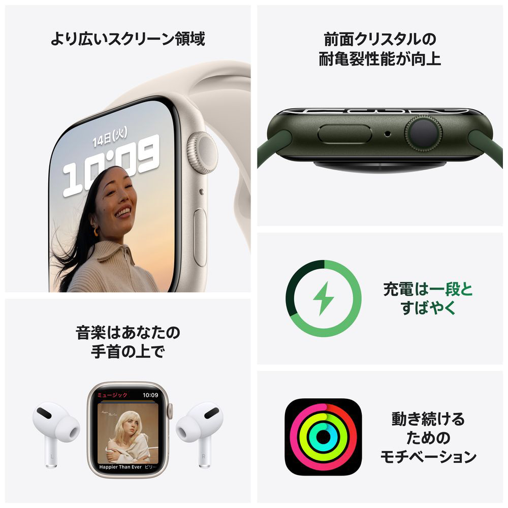 Apple Watch Series 7（GPSモデル）- 45mmミッドナイトアルミニウム