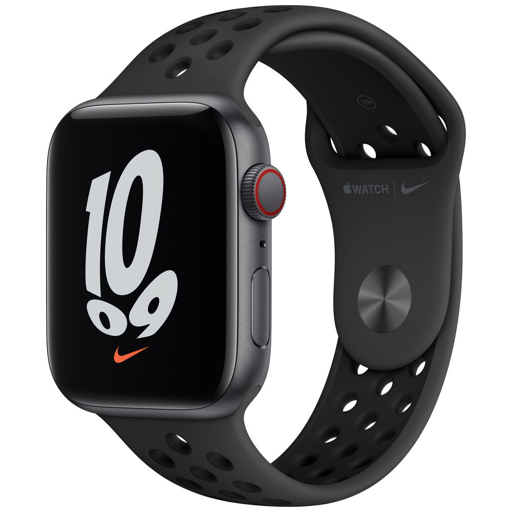 Apple Watch Nike SE（GPS+Cellularモデル）第1世代  44mmスペースグレイアルミニウムケースとアンスラサイト/ブラックNikeスポーツバンド スペースグレイアルミニウム MKT73J/A  【磁気充電-USB-Cケーブル同梱モデル】
