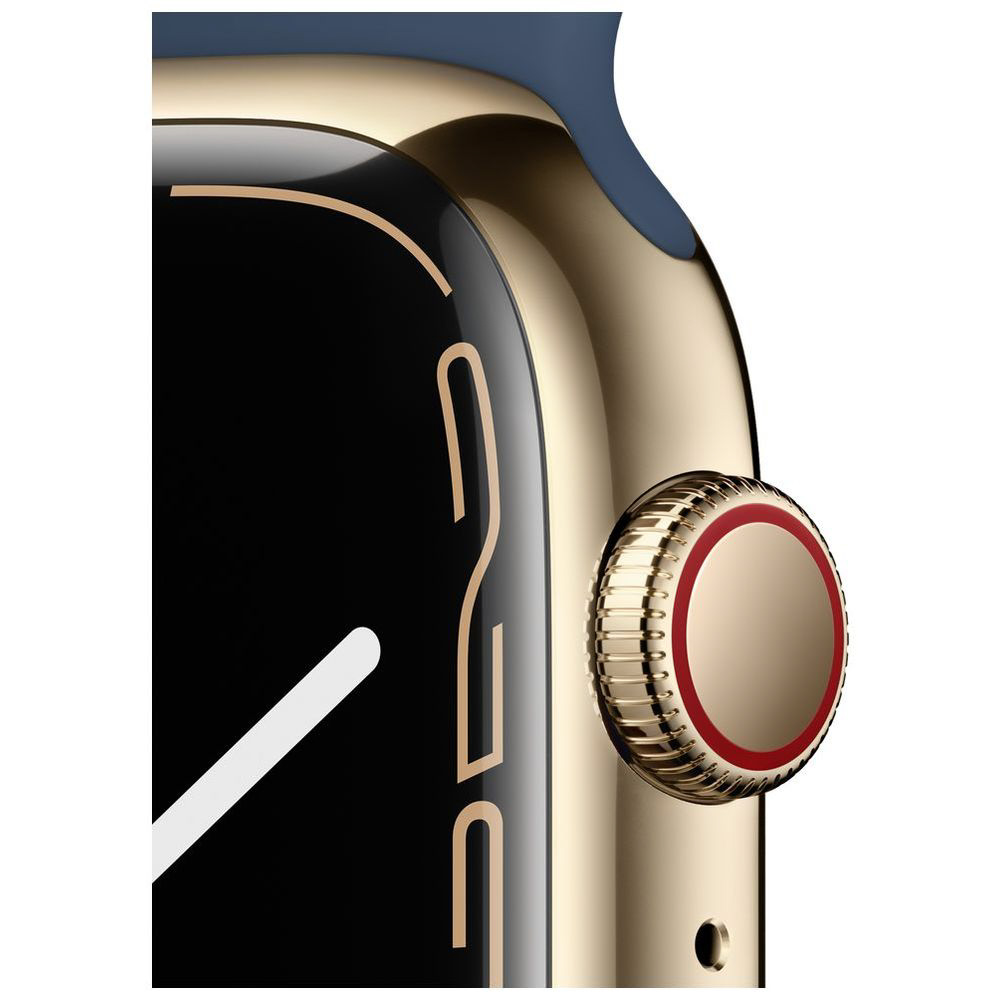 Apple Watch Series 7（GPS + Cellularモデル）- 45mmゴールドステンレススチールケースとアビスブルースポーツバンド  - レギュラー ゴールドステンレススチール MN9M3J/A