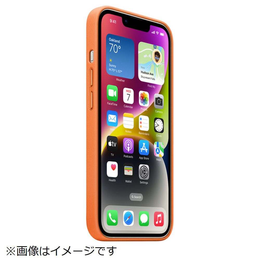 純正】MagSafe対応iPhone 14レザーケース オレンジ MPP83FE/A