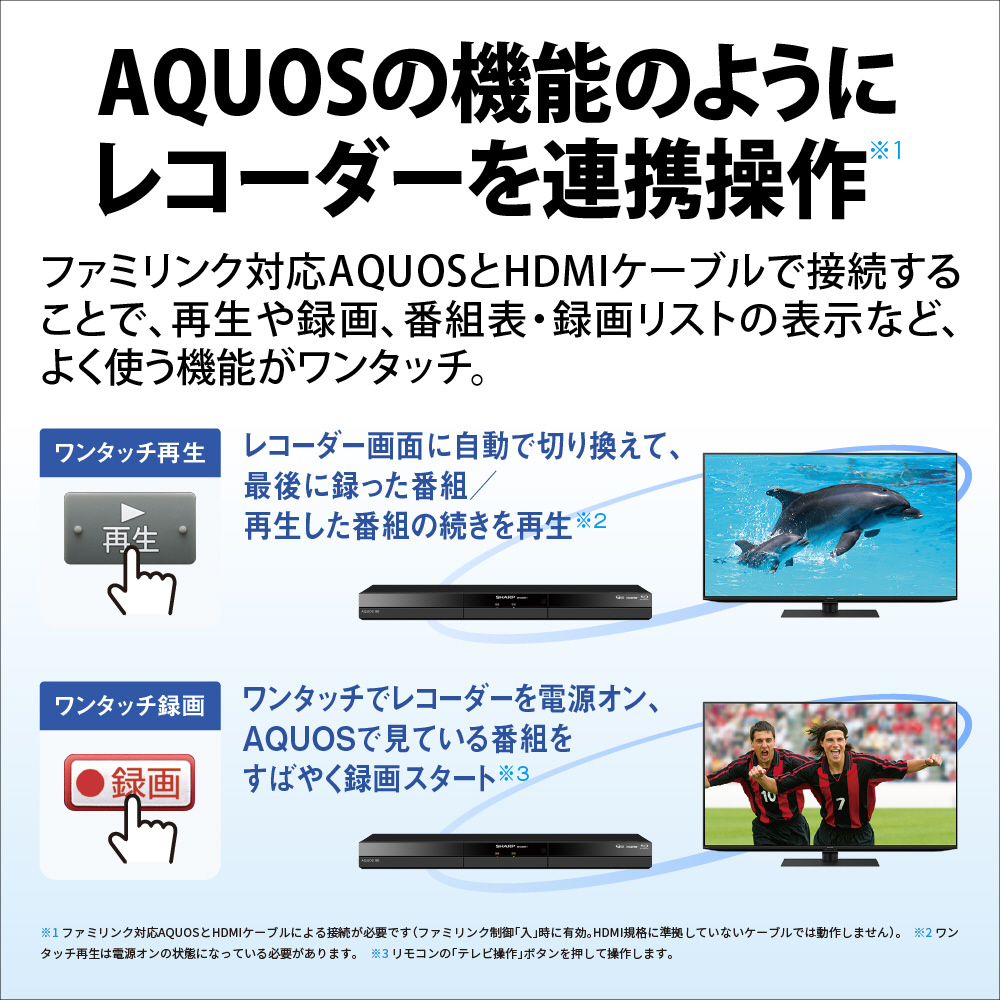 ブルーレイレコーダー AQUOS（アクオス） 2B-C20GT1 ［2TB /3番組同時録画 /BS・CS 4Kチューナー内蔵］|SHARP(シャープ)