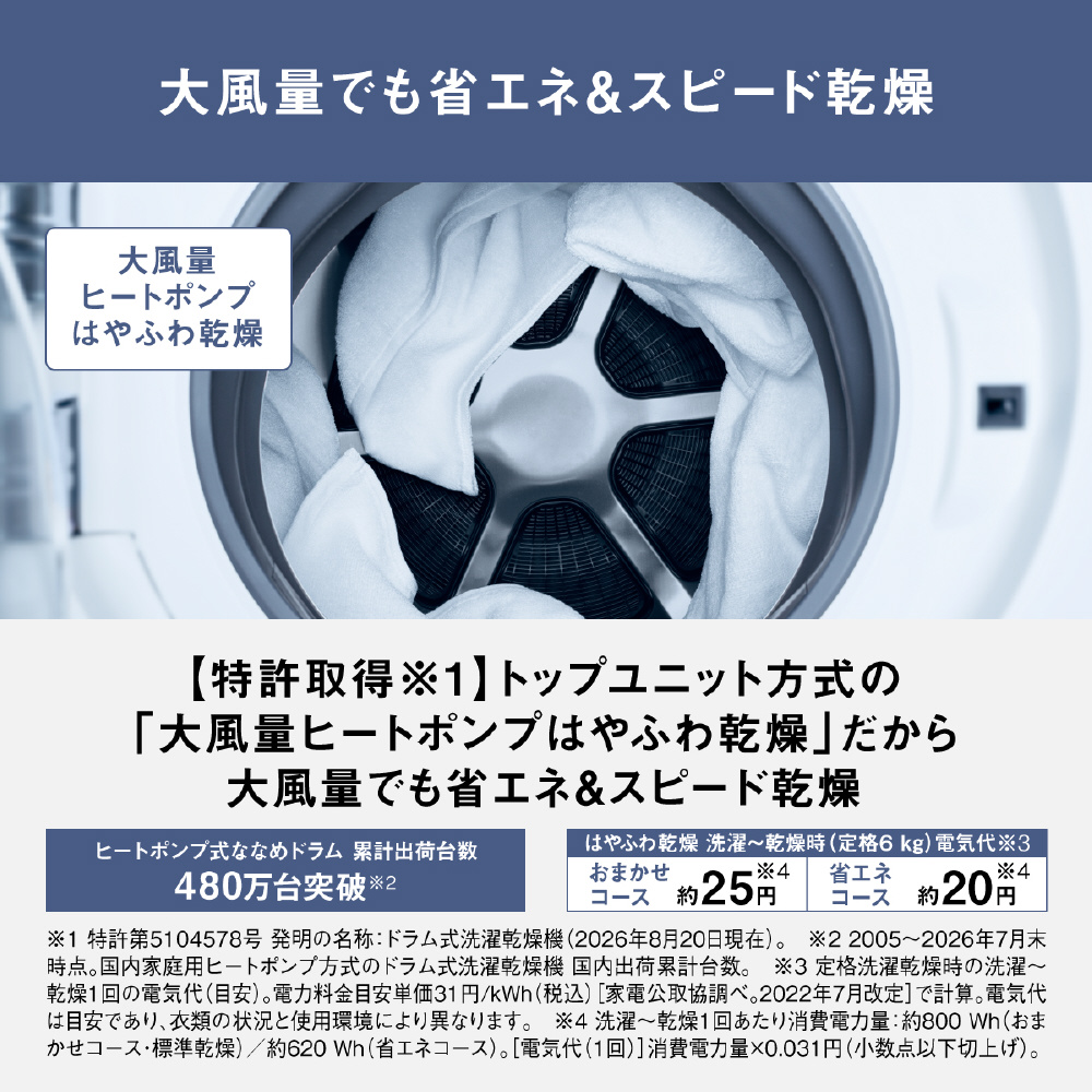 ななめドラム式洗濯乾燥機 LXシリーズ マットホワイト NA-LX127FL-W