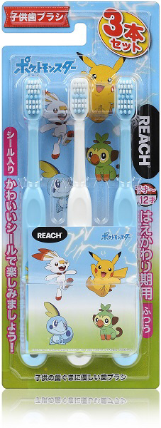REACH(リーチ)キッズ 子ども用歯ブラシ ポケモン 2020 はえかわり期用 3本パック (シール入) REACH(リーチ)