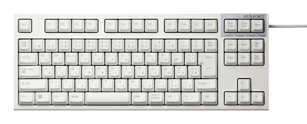 REALFORCE 45g 日本語 ホワイト R3SC21 静音 TKL キーボード REALFORCE R3S 45g荷重/静音・テンキーレス(Windows