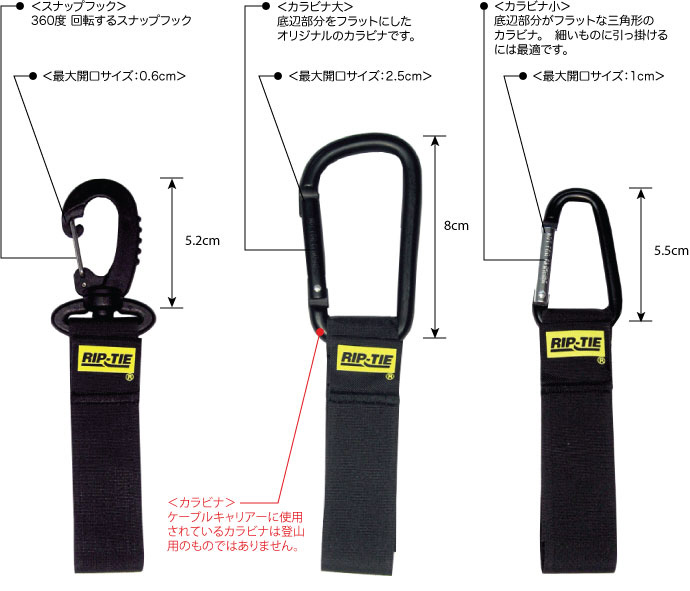 RIP-TIE ケーブルキャリアー(カラビナ8cm.銀) 25．4mmX228．6mm 10本入 紫 紫 J-S9-C10-V