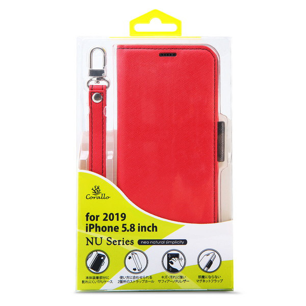 Corallo コラーロ NU 手帳型ケース for iPhone11 Pro (Red+Black