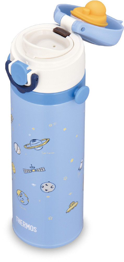 子ども用水筒 軽量 青 OSK 水筒 プラスチック ストロー 保冷 軽量 新幹線 450ml 子供