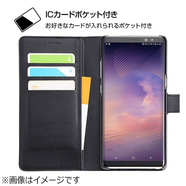 Galaxy Note8用 手帳型ケース シンプル マグネット ブラック／ピンク