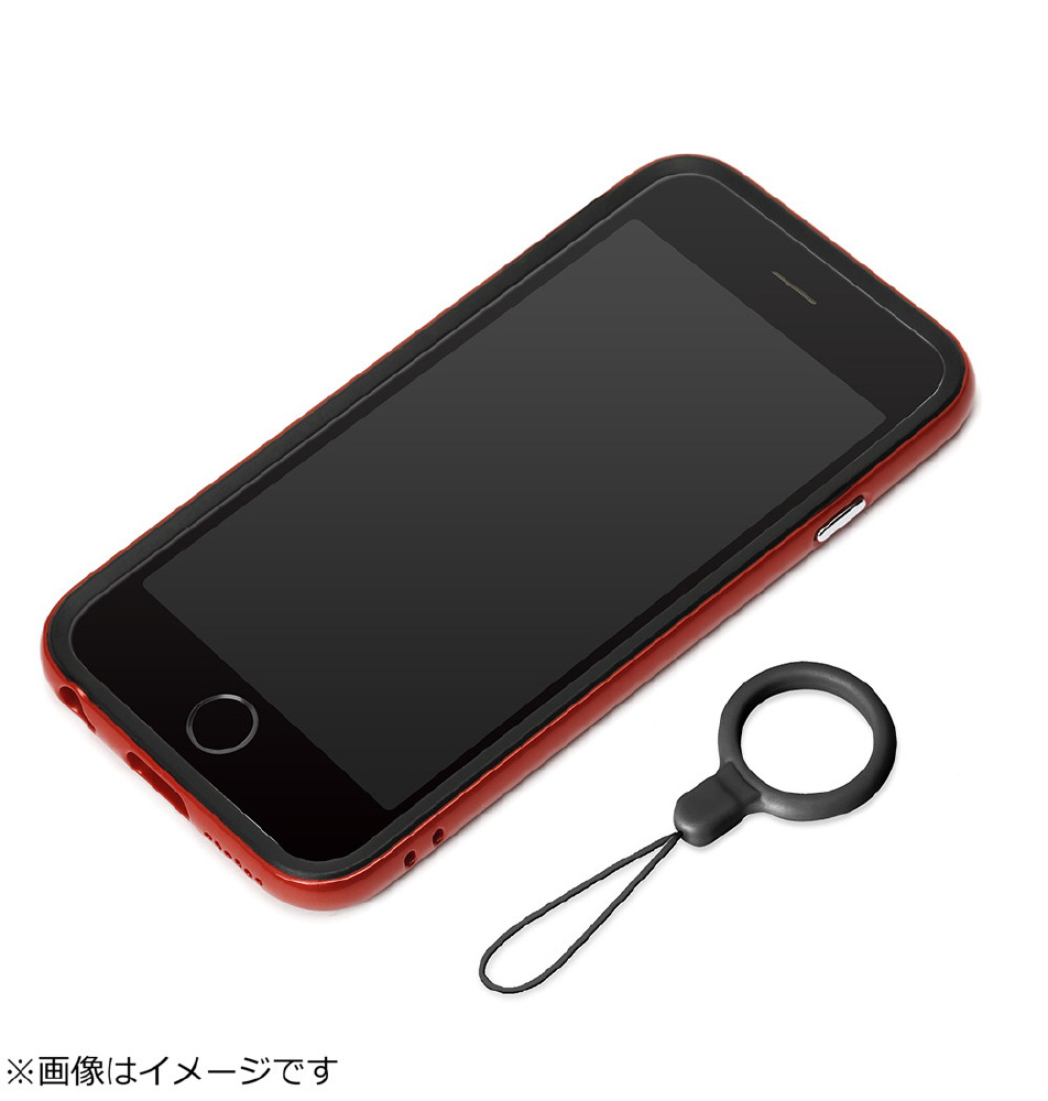 iPhone 6用 ハイブリッドバンパー リングストラップ付 レッド PG