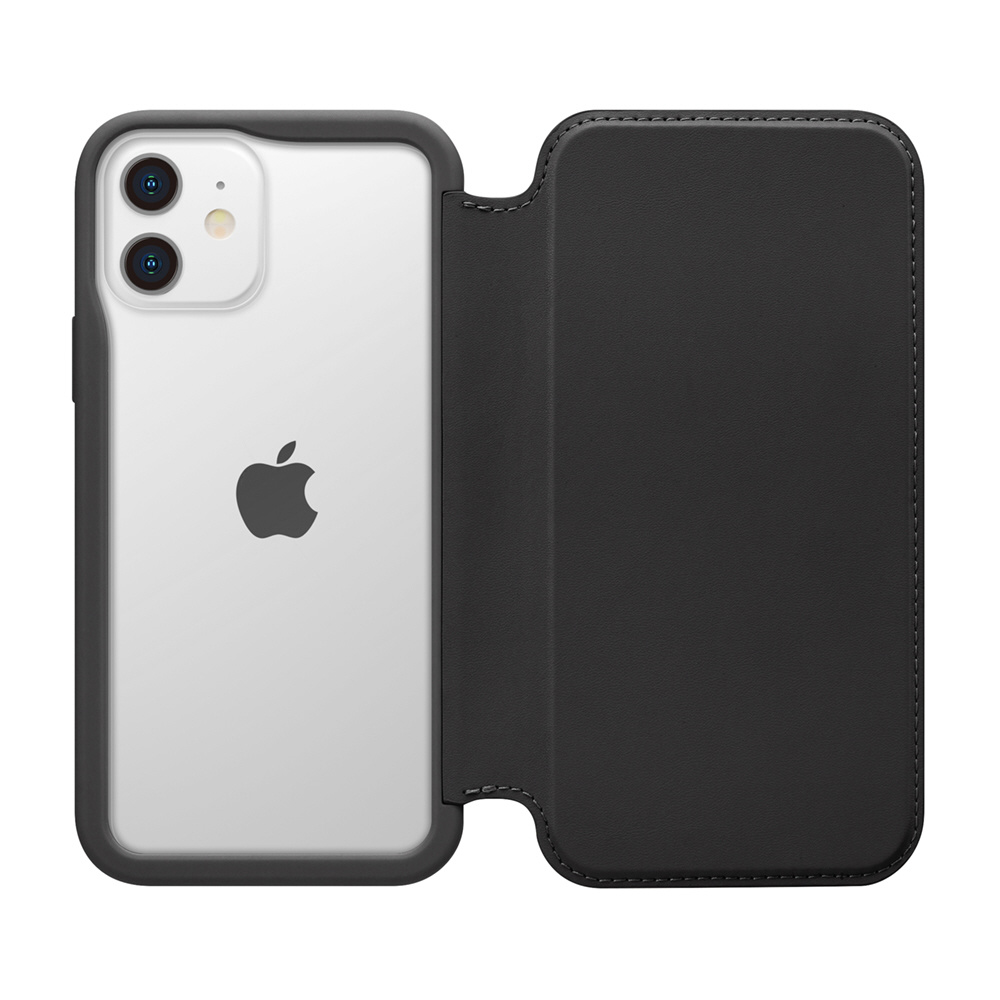 iPhone 12 mini 5.4インチ対応ガラスフリップケース ブラック Premium