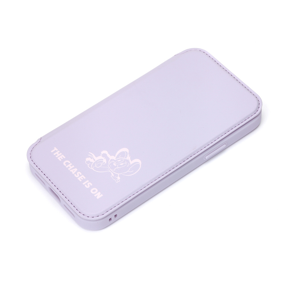 iPhone 12 mini用 ガラスフリップケース [トムとジェリー/ラベンダー